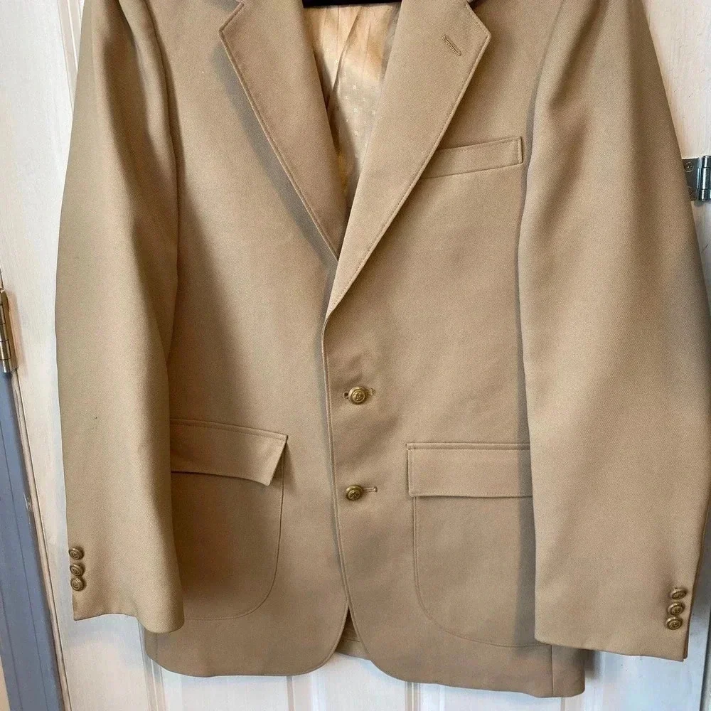 Montgomery Ward The Jacket Men Quality 2 Buttons Blazer Size 38L Pocket Beige
